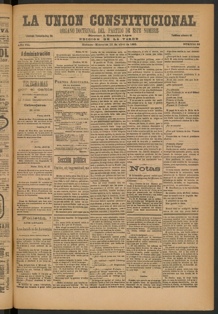 Miniatura de La Unión Constitucional: Órgano oficial del partido de este nombre del 10 de abril de 1895