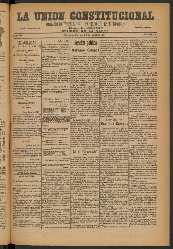 Miniatura de La Unión Constitucional: Órgano oficial del partido de este nombre del 26 de abril de 1895