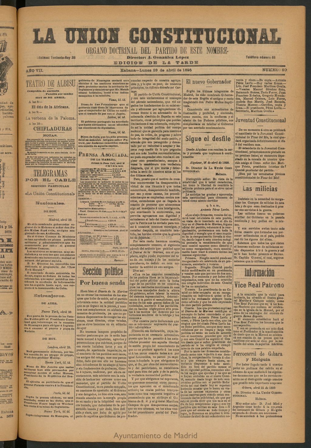 Miniatura de La Unión Constitucional: Órgano oficial del partido de este nombre del 29 de abril de 1895