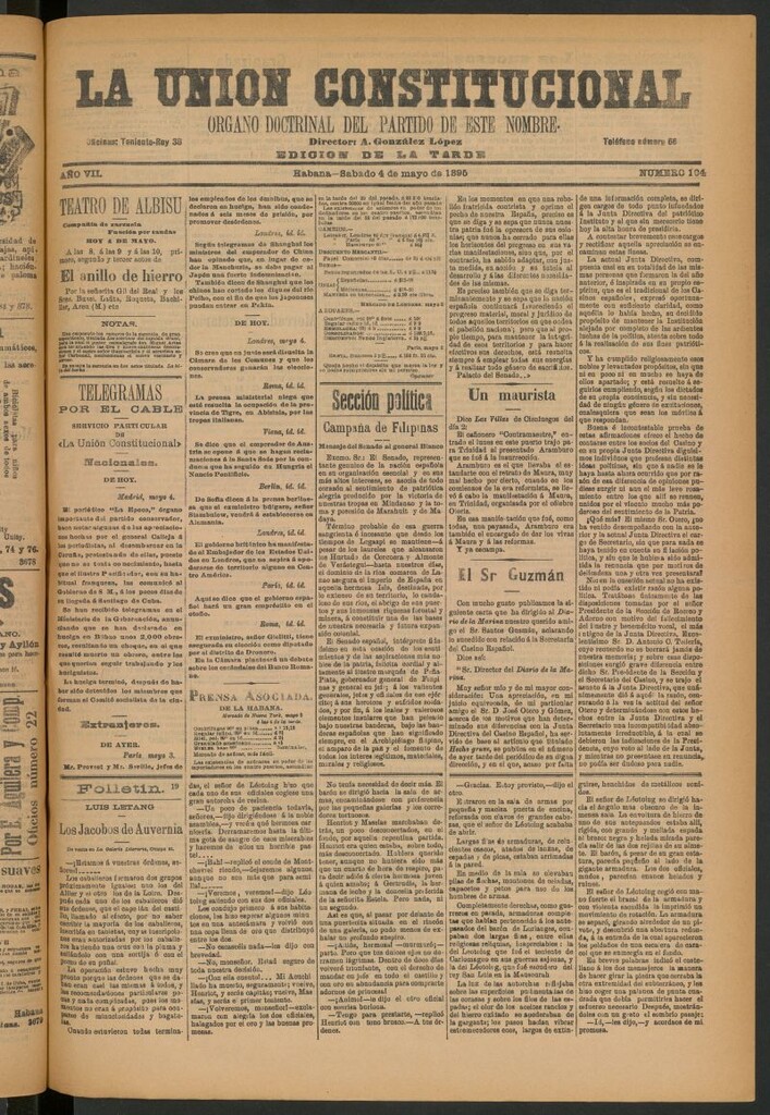 Miniatura de La Unión Constitucional: Órgano oficial del partido de este nombre del 4 de mayo de 1895
