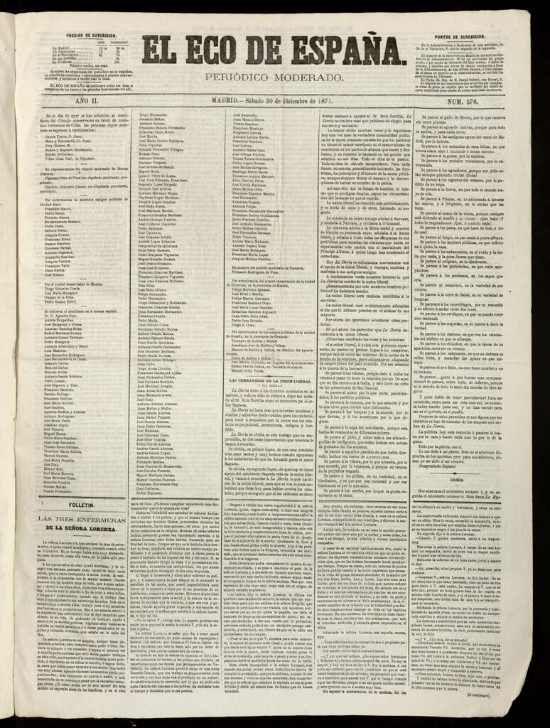 Miniatura de El Eco de España del 30 de diciembre de 1871