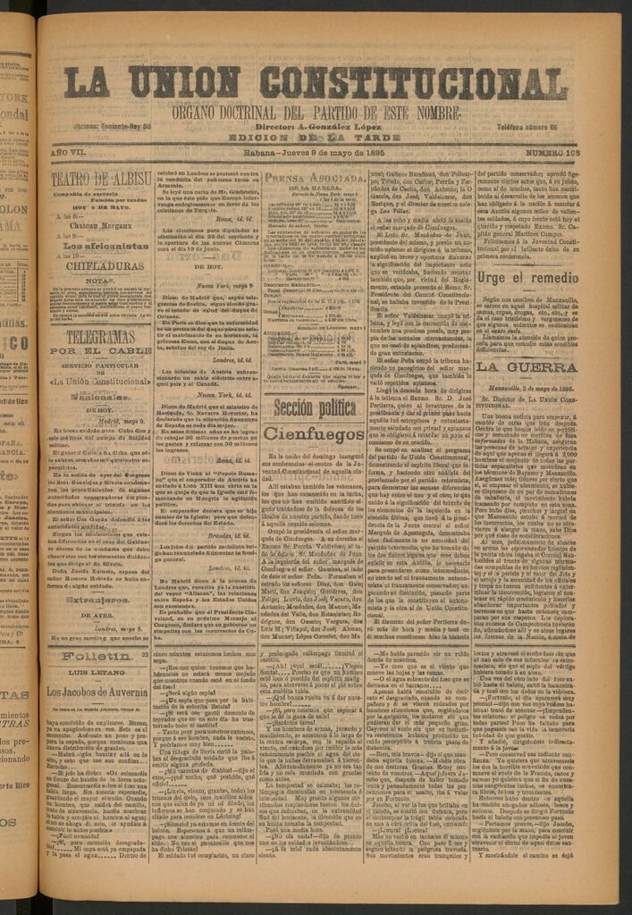 Miniatura de La Unión Constitucional: Órgano oficial del partido de este nombre del 9 de mayo de 1895