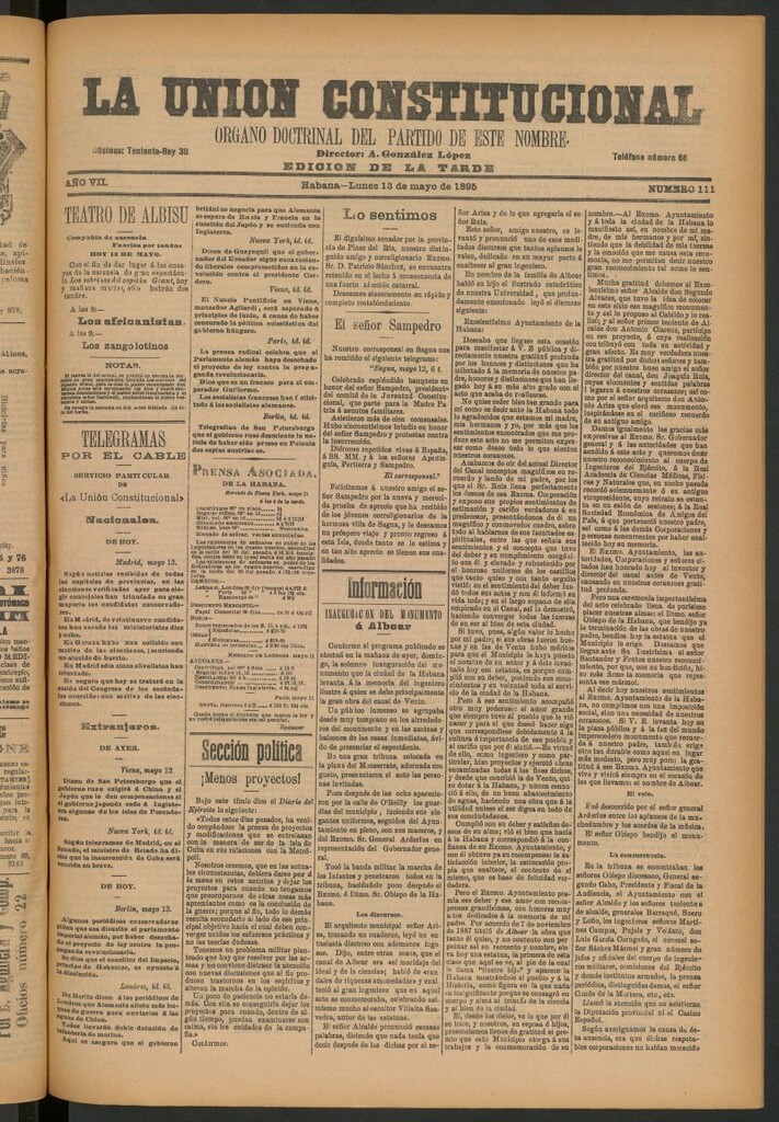 Miniatura de La Unión Constitucional: Órgano oficial del partido de este nombre del 13 de mayo de 1895