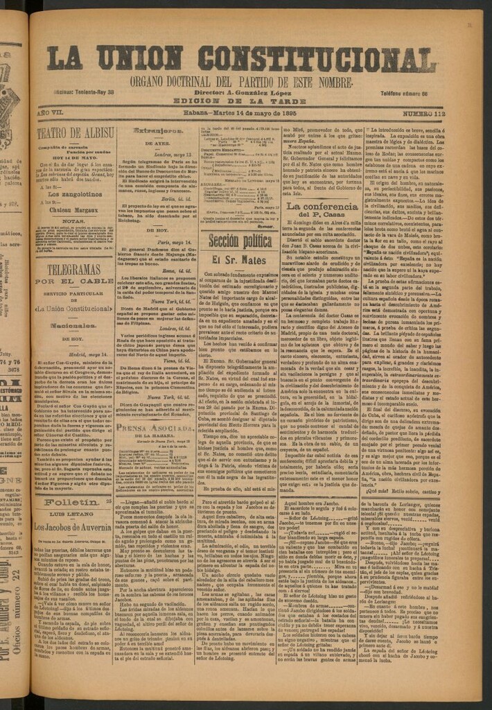 Miniatura de La Unión Constitucional: Órgano oficial del partido de este nombre del 14 de mayo de 1895