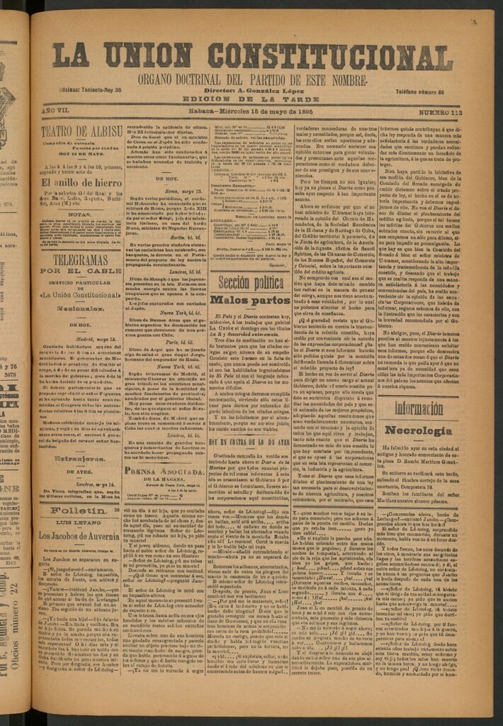 Miniatura de La Unión Constitucional: Órgano oficial del partido de este nombre del 15 de mayo de 1895