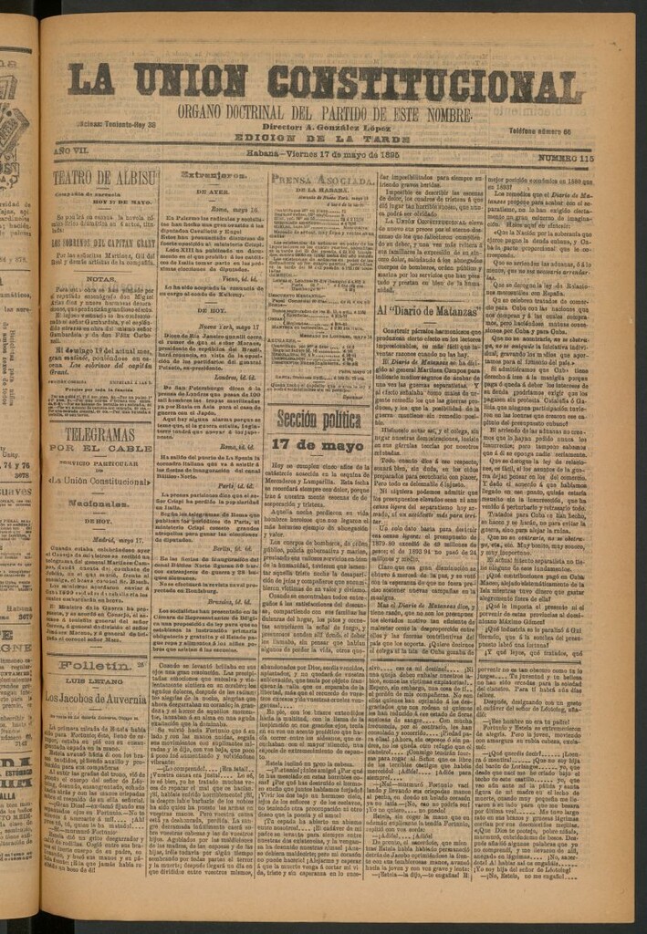 Miniatura de La Unión Constitucional: Órgano oficial del partido de este nombre del 17 de mayo de 1895