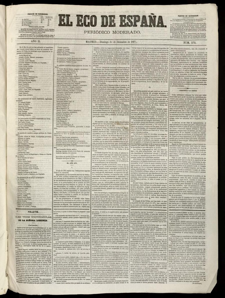 Miniatura de El Eco de España del 31 de diciembre de 1871
