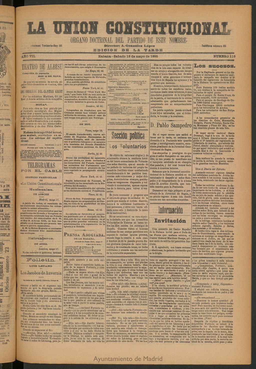 Miniatura de La Unión Constitucional: Órgano oficial del partido de este nombre del 18 de mayo de 1895