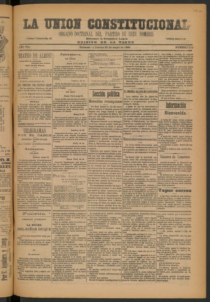 Miniatura de La Unión Constitucional: Órgano oficial del partido de este nombre del 23 de mayo de 1895
