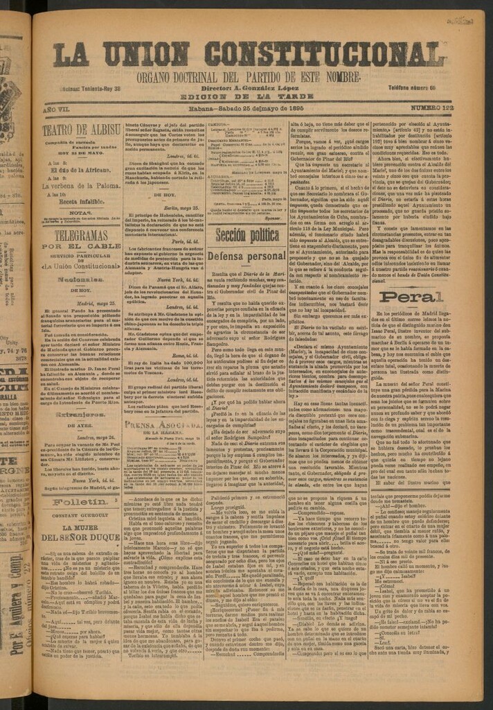 Miniatura de La Unión Constitucional: Órgano oficial del partido de este nombre del 25 de mayo de 1895