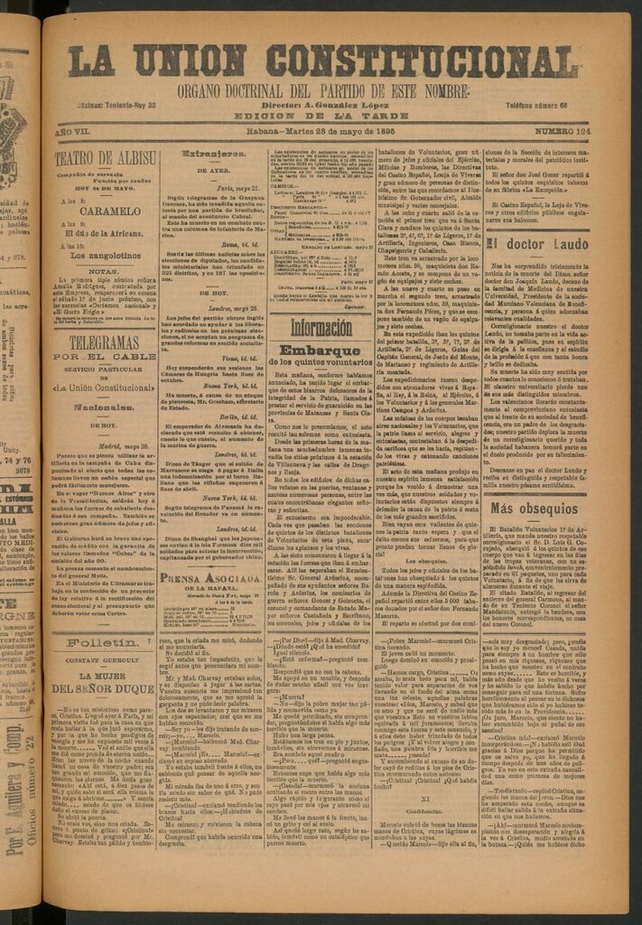 Miniatura de La Unión Constitucional: Órgano oficial del partido de este nombre del 28 de mayo de 1895