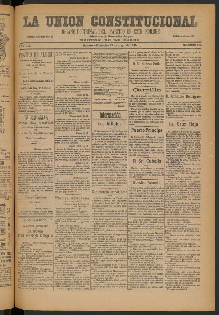 Miniatura de La Unión Constitucional: Órgano oficial del partido de este nombre del 29 de mayo de 1895