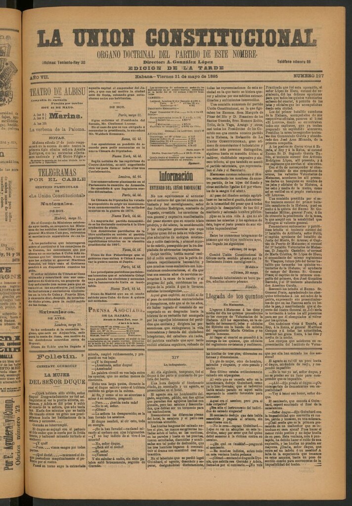 Miniatura de La Unión Constitucional: Órgano oficial del partido de este nombre del 31 de mayo de 1895