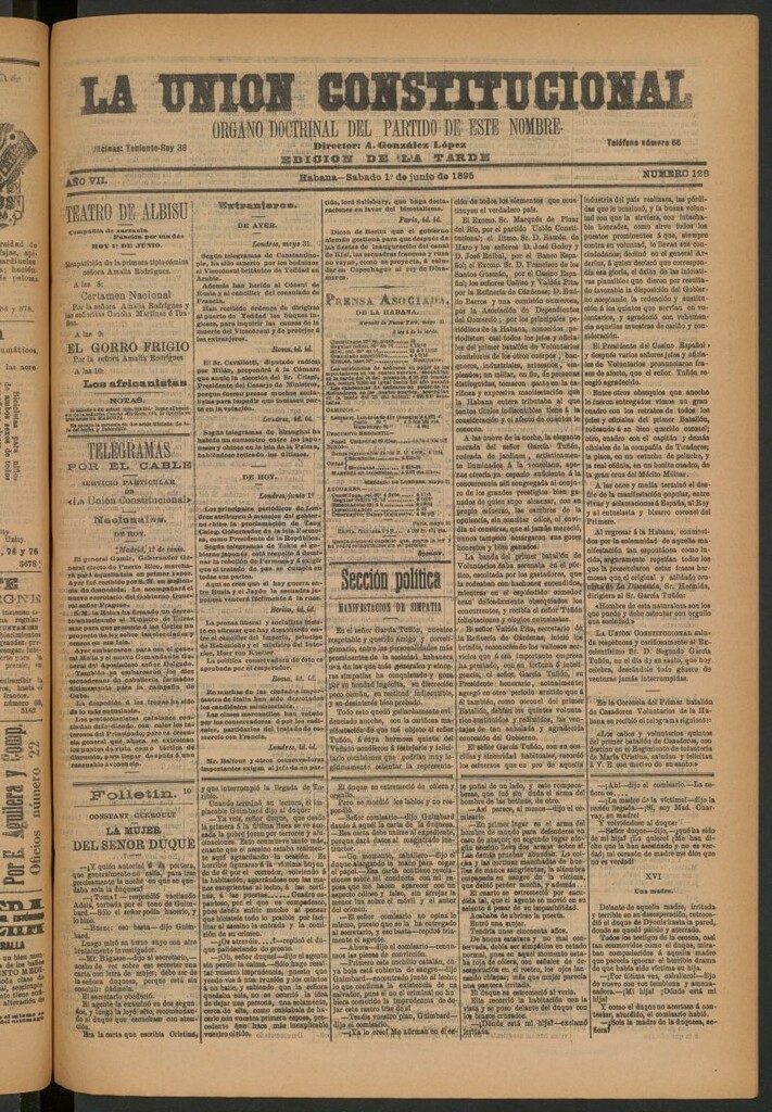 Miniatura de La Unión Constitucional: Órgano oficial del partido de este nombre del 1 de junio de 1895