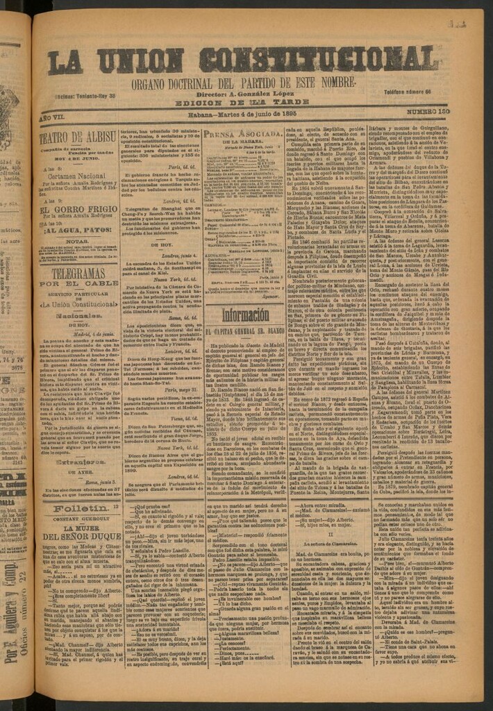 Miniatura de La Unión Constitucional: Órgano oficial del partido de este nombre del 4 de junio de 1895