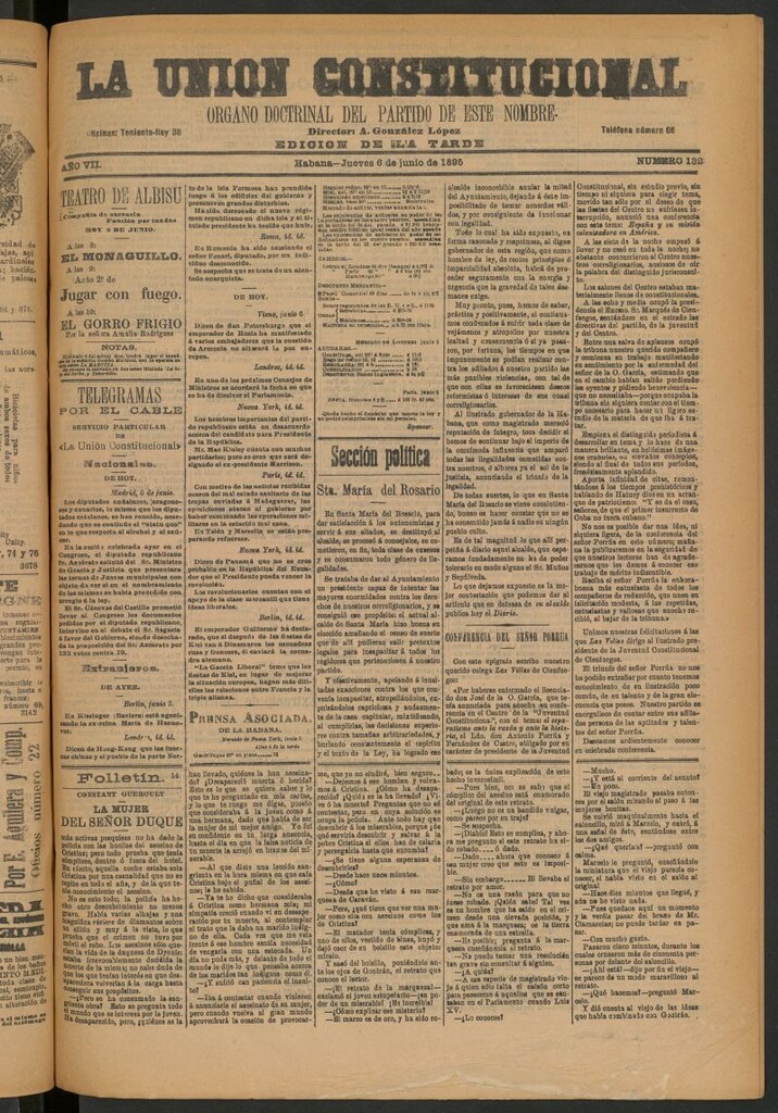 Miniatura de La Unión Constitucional: Órgano oficial del partido de este nombre del 6 de junio de 1895