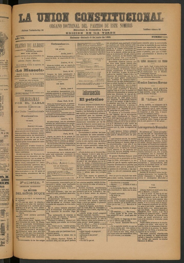 Miniatura de La Unión Constitucional: Órgano oficial del partido de este nombre del 8 de junio de 1895