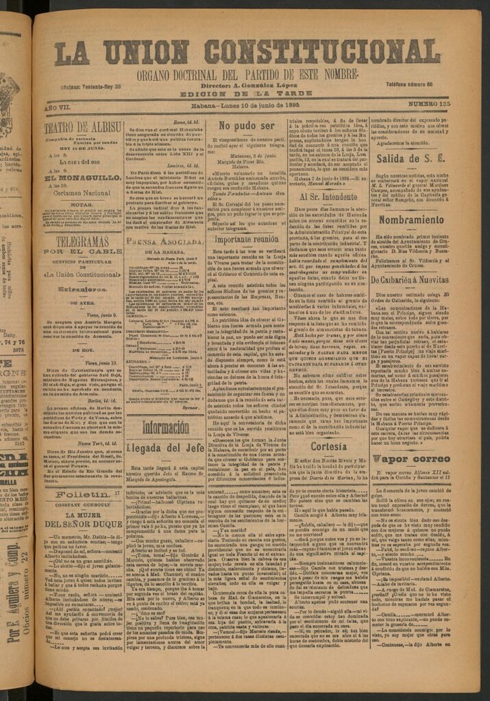 Miniatura de La Unión Constitucional: Órgano oficial del partido de este nombre del 10 de junio de 1895