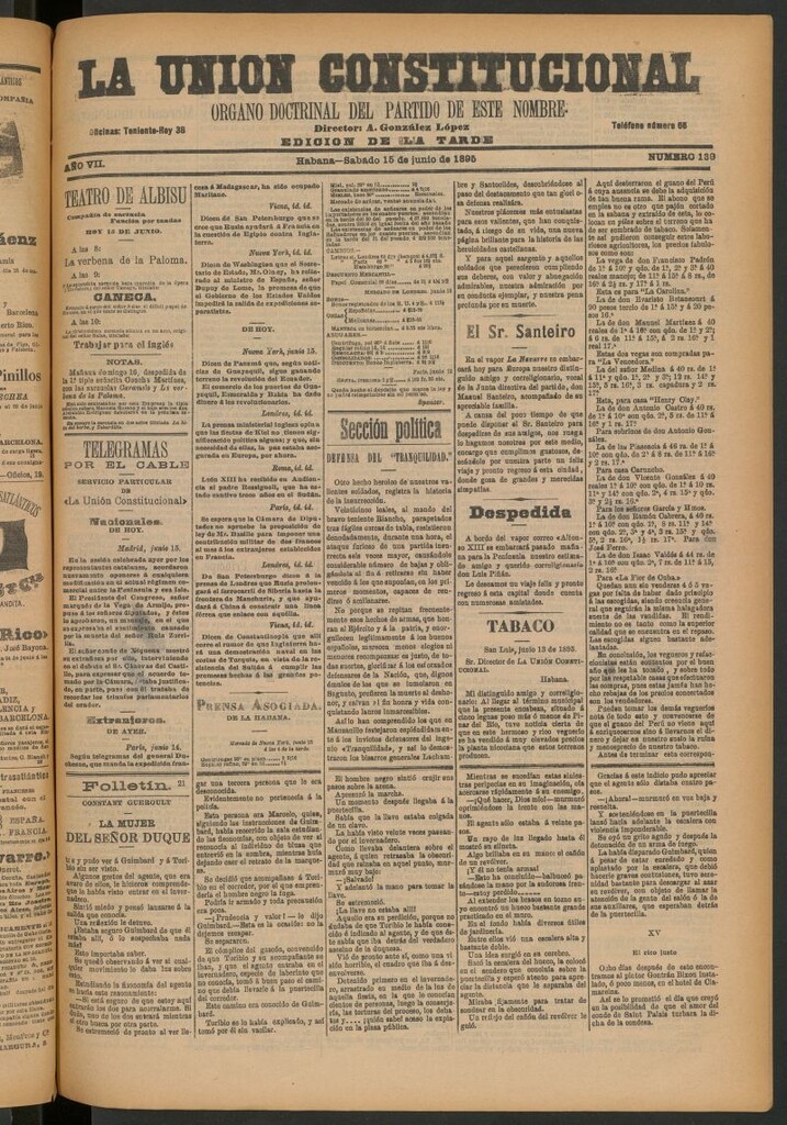 Miniatura de La Unión Constitucional: Órgano oficial del partido de este nombre del 15 de junio de 1895