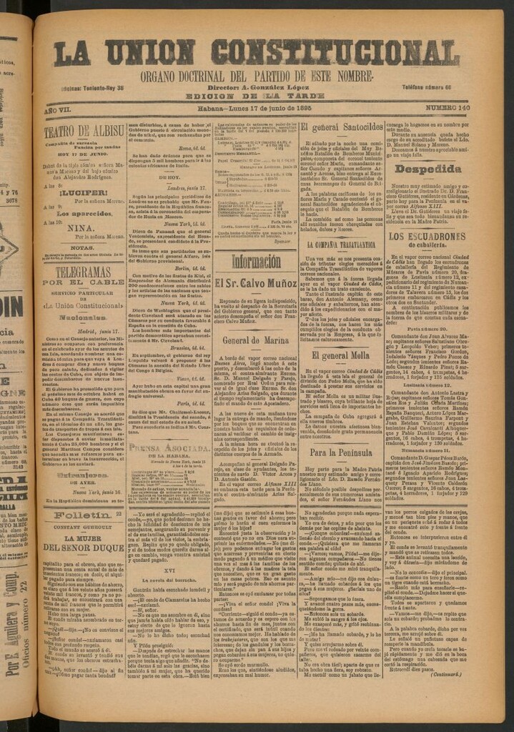 Miniatura de La Unión Constitucional: Órgano oficial del partido de este nombre del 17 de junio de 1895