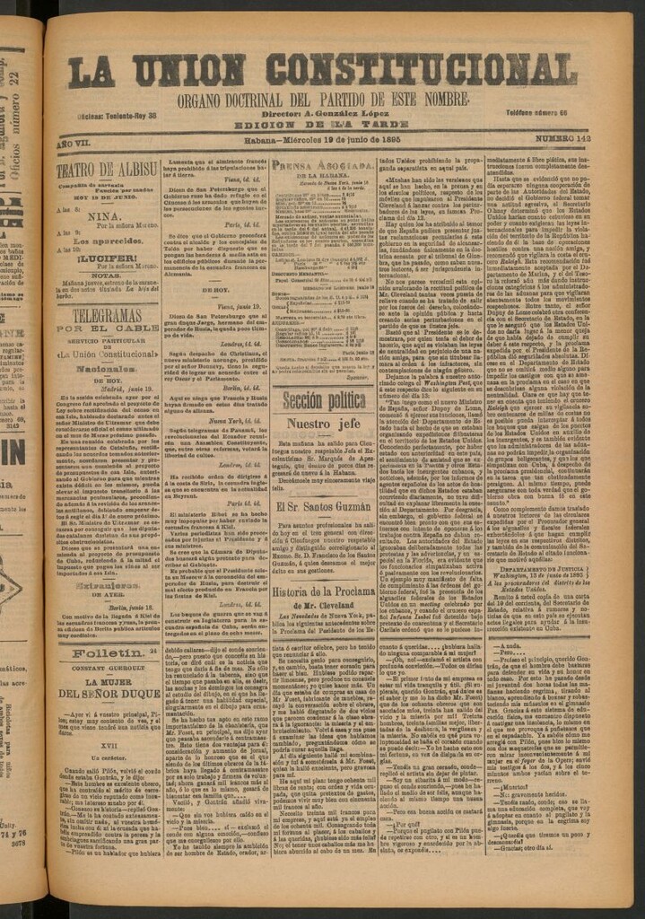 Miniatura de La Unión Constitucional: Órgano oficial del partido de este nombre del 19 de junio de 1895
