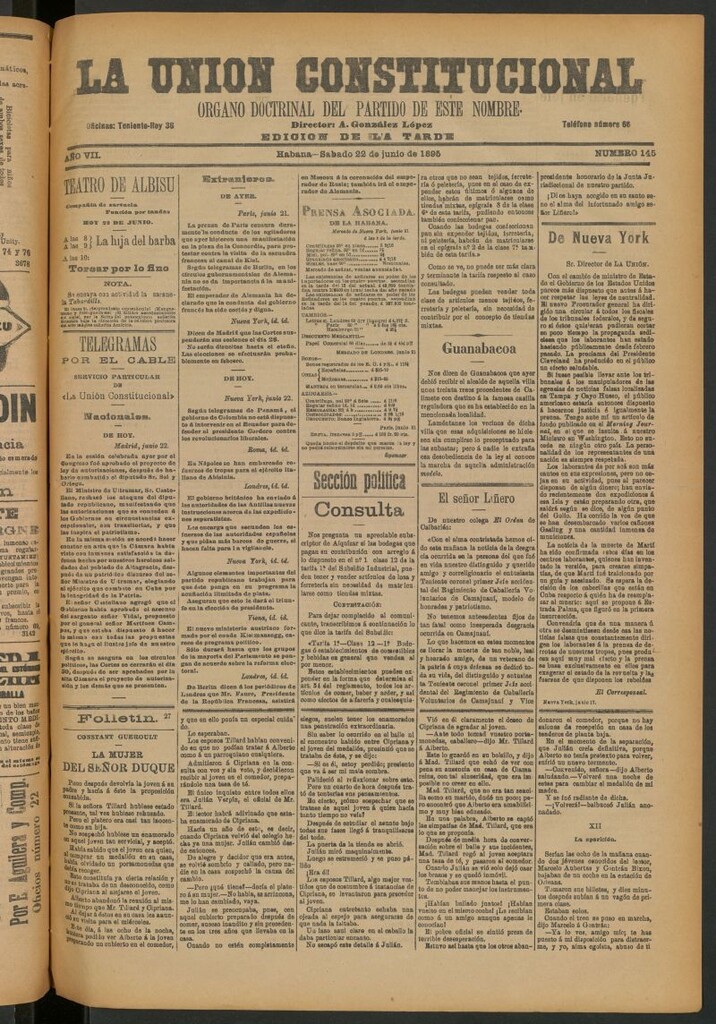 Miniatura de La Unión Constitucional: Órgano oficial del partido de este nombre del 22 de junio de 1895