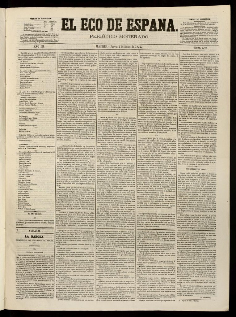 Miniatura de El Eco de España del 4 de enero de 1872