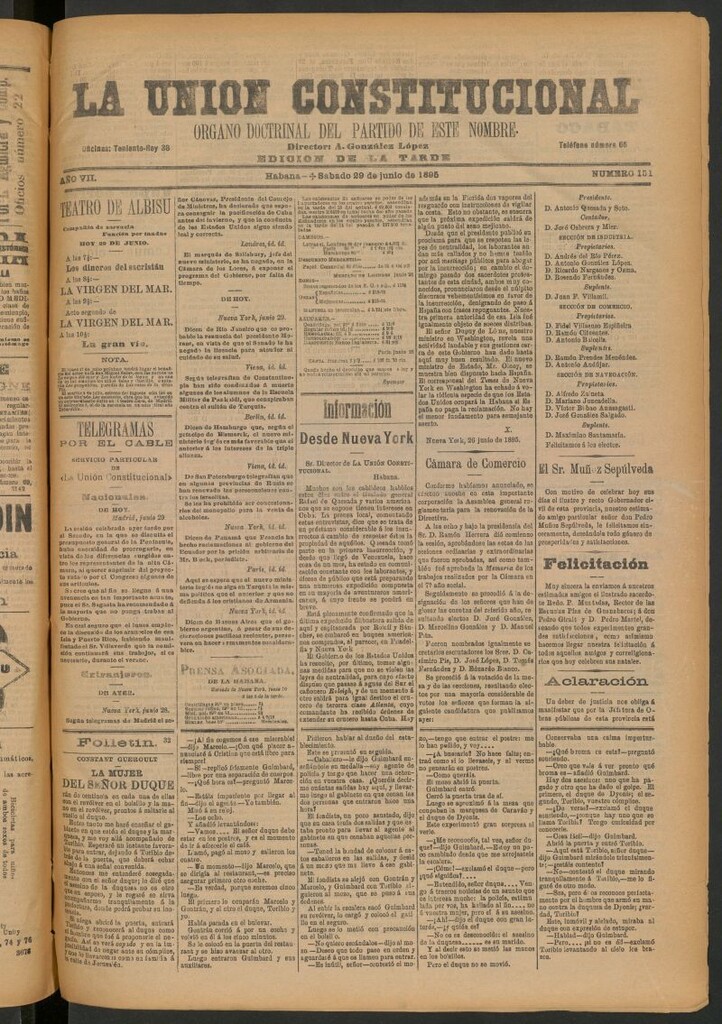 Miniatura de La Unión Constitucional: Órgano oficial del partido de este nombre del 29 de junio de 1895