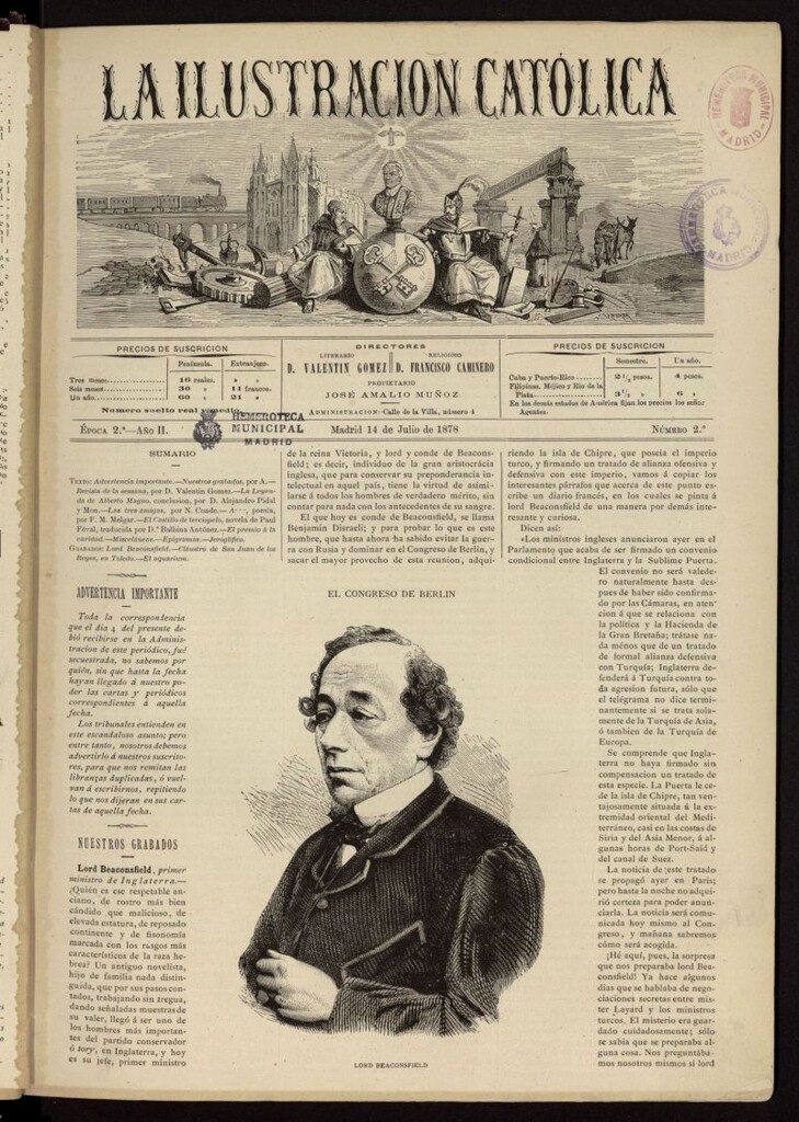 Miniatura de La Ilustración Católica del 14 de julio de 1878