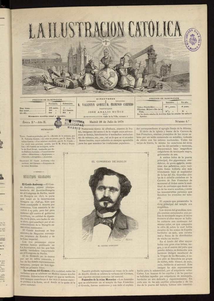 Miniatura de La Ilustración Católica del 28 de julio de 1878