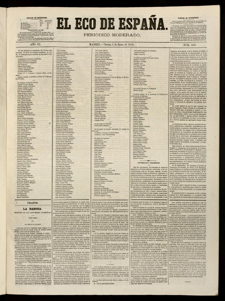 Miniatura de El Eco de España del 5 de enero de 1872