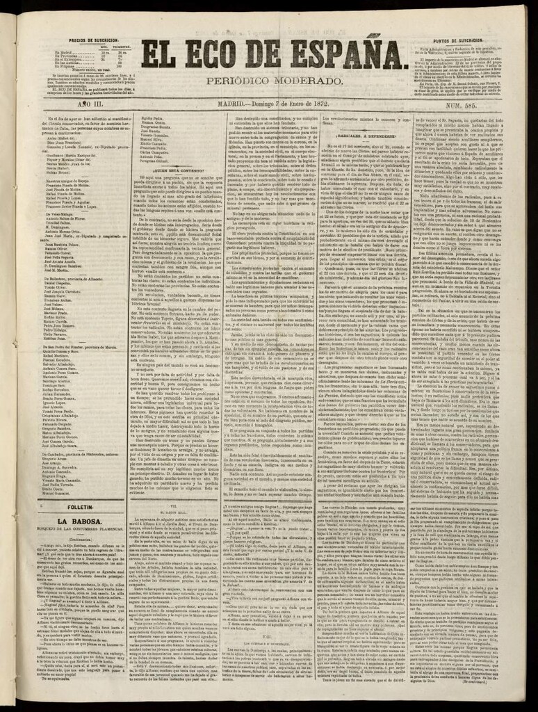 Miniatura de El Eco de España del 7 de enero de 1872