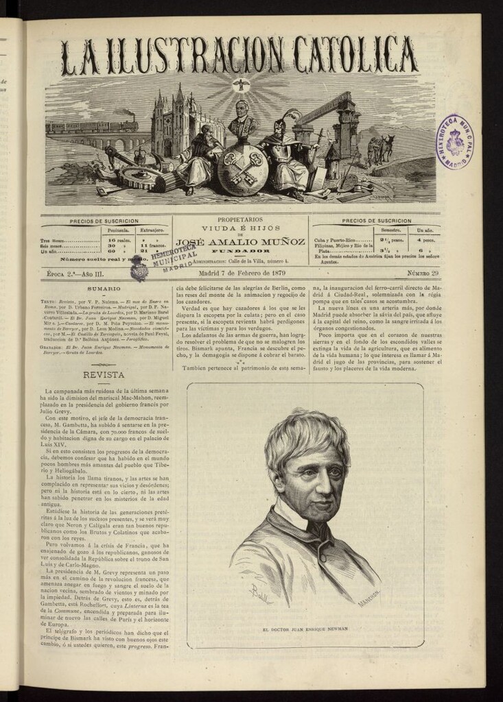 Miniatura de La Ilustración Católica del 7 de febrero de 1879