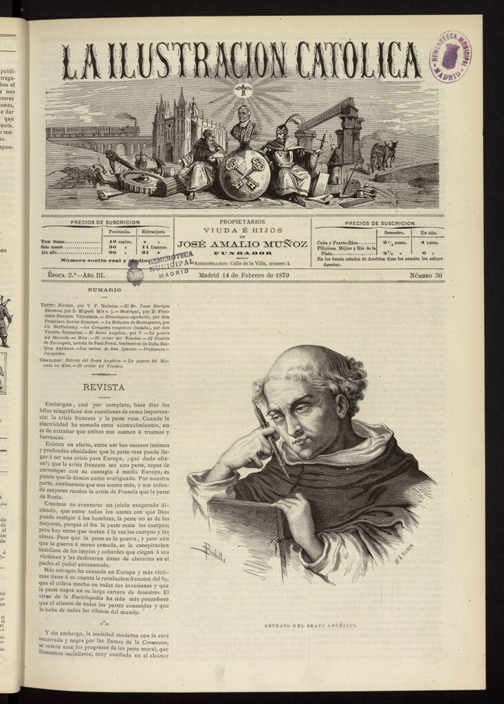 Miniatura de La Ilustración Católica del 14 de febrero de 1879
