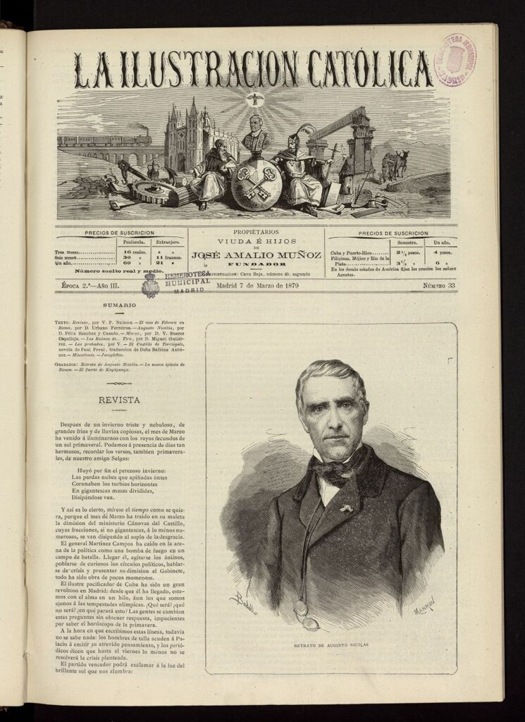 Miniatura de La Ilustración Católica del 7 de marzo de 1879