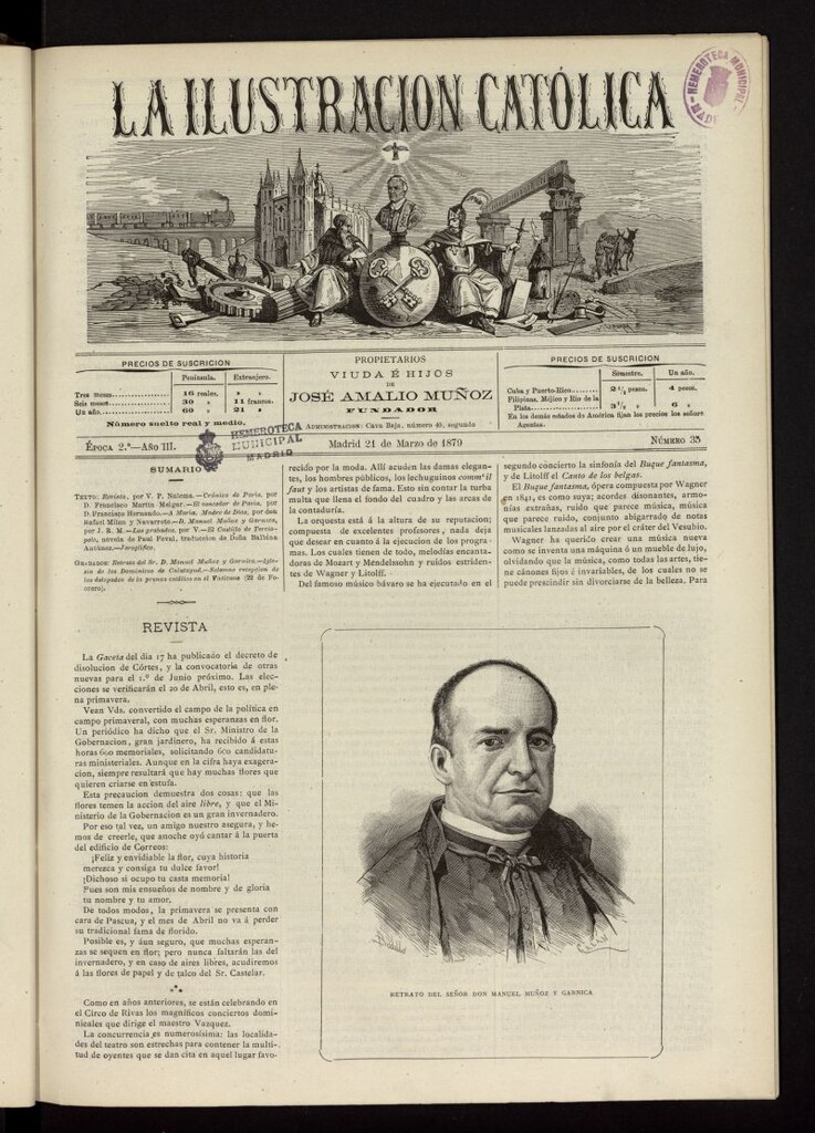 Miniatura de La Ilustración Católica del 21 de marzo de 1879