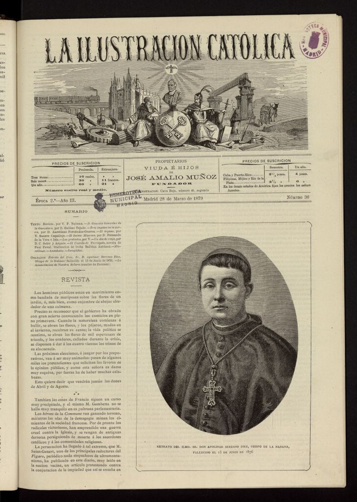 Miniatura de La Ilustración Católica del 28 de marzo de 1879