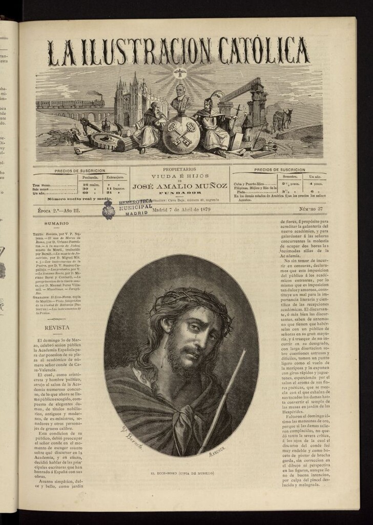 Miniatura de La Ilustración Católica del 7 de abril de 1879