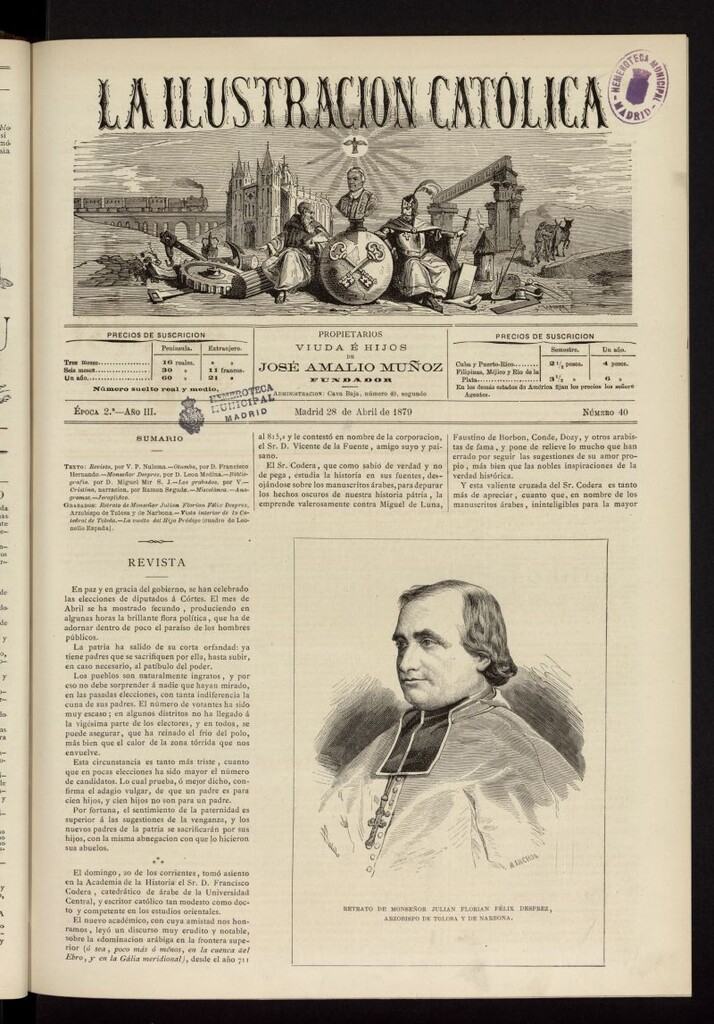 Miniatura de La Ilustración Católica del 28 de abril de 1879