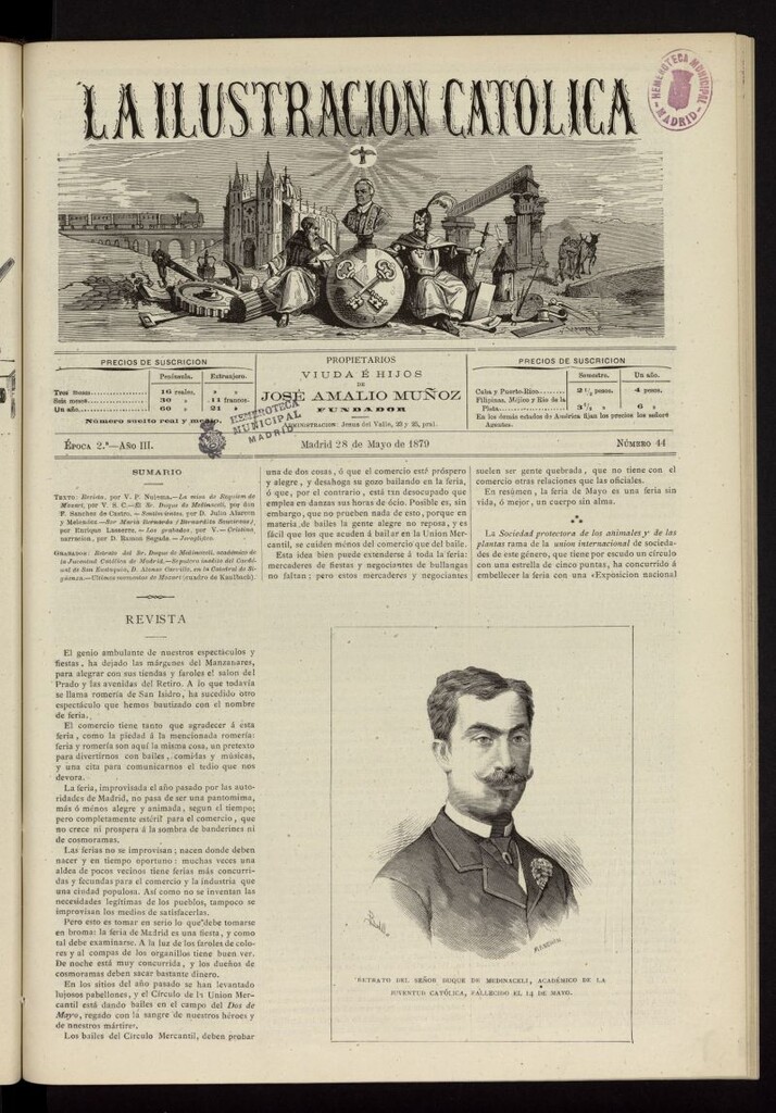 Miniatura de La Ilustración Católica del 28 de mayo de 1879
