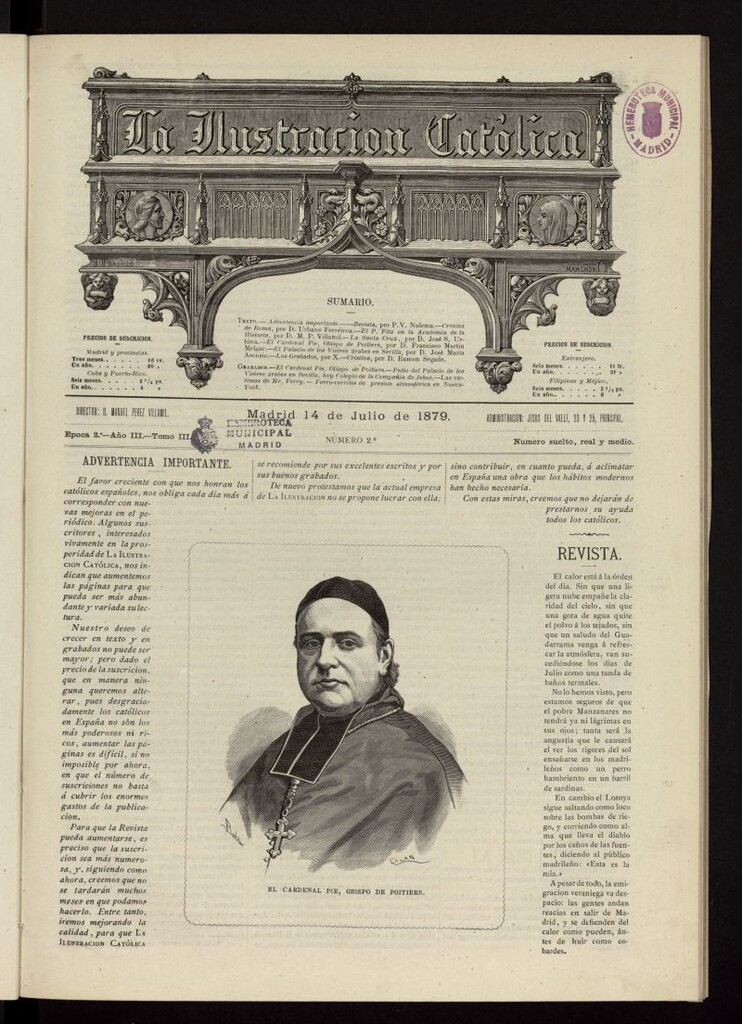 Miniatura de La Ilustración Católica del 14 de julio de 1879
