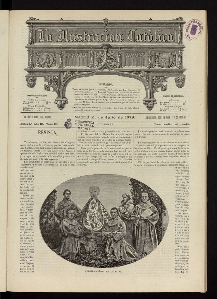 Miniatura de La Ilustración Católica del 21 de julio de 1879