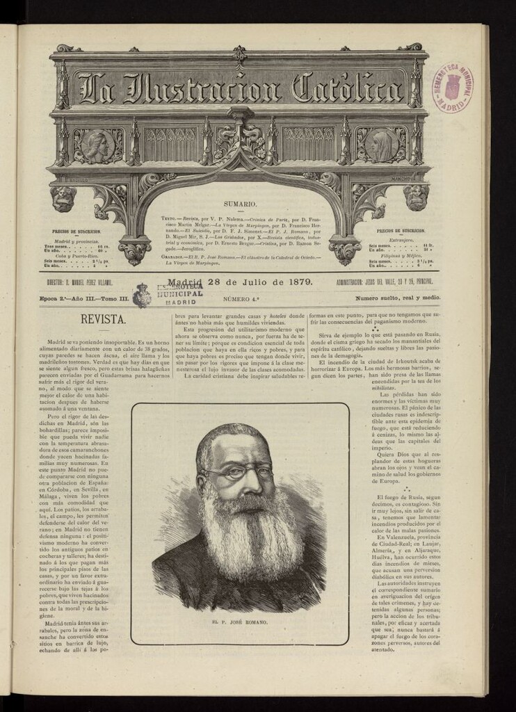 Miniatura de La Ilustración Católica del 28 de julio de 1879