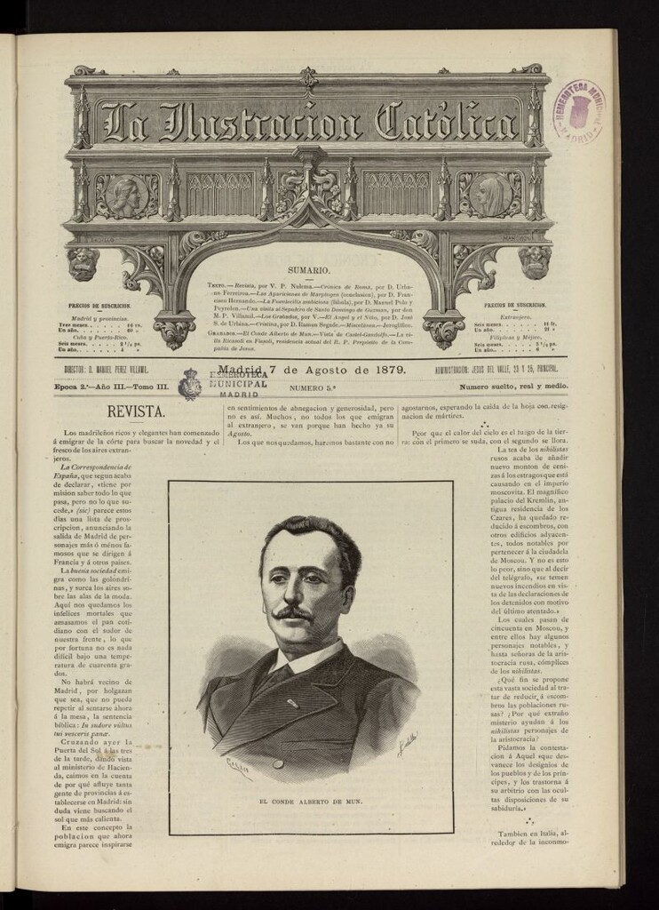 Miniatura de La Ilustración Católica del 7 de agosto de 1879