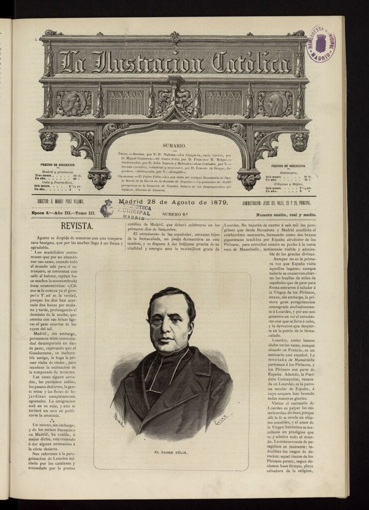 Miniatura de La Ilustración Católica del 28 de agosto de 1879