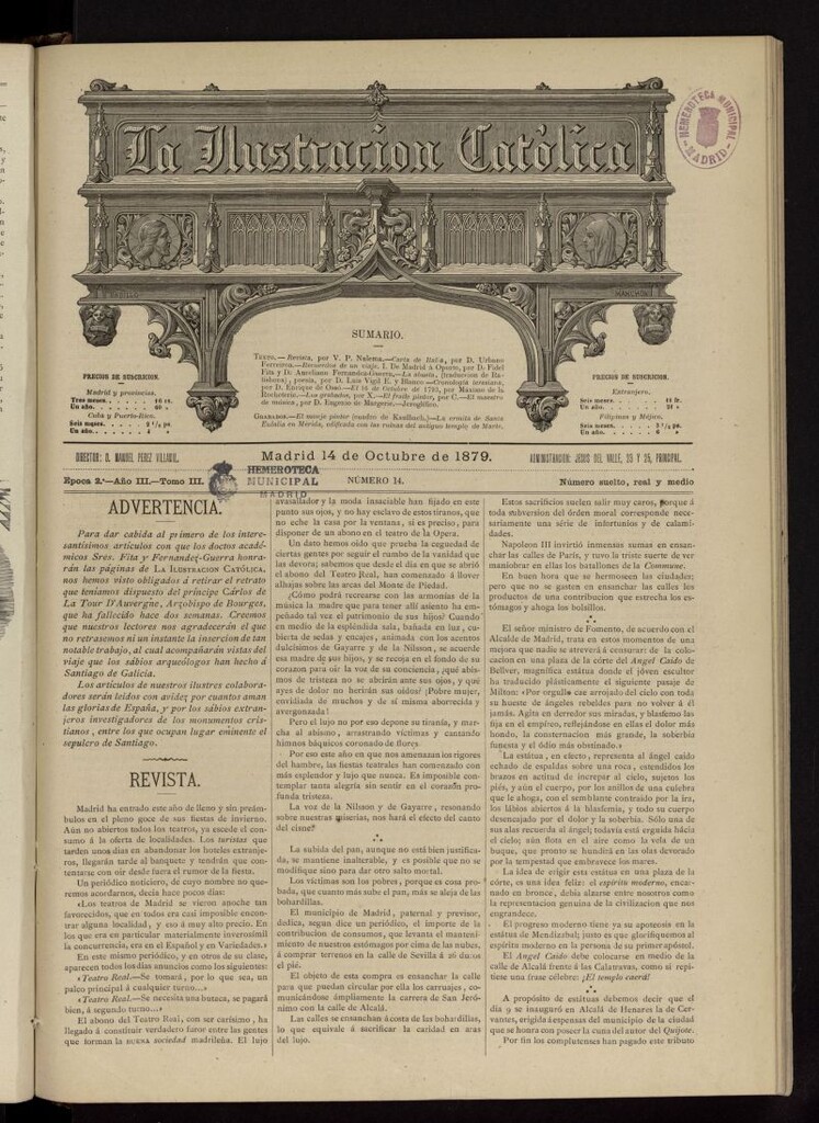 Miniatura de La Ilustración Católica del 14 de octubre de 1879