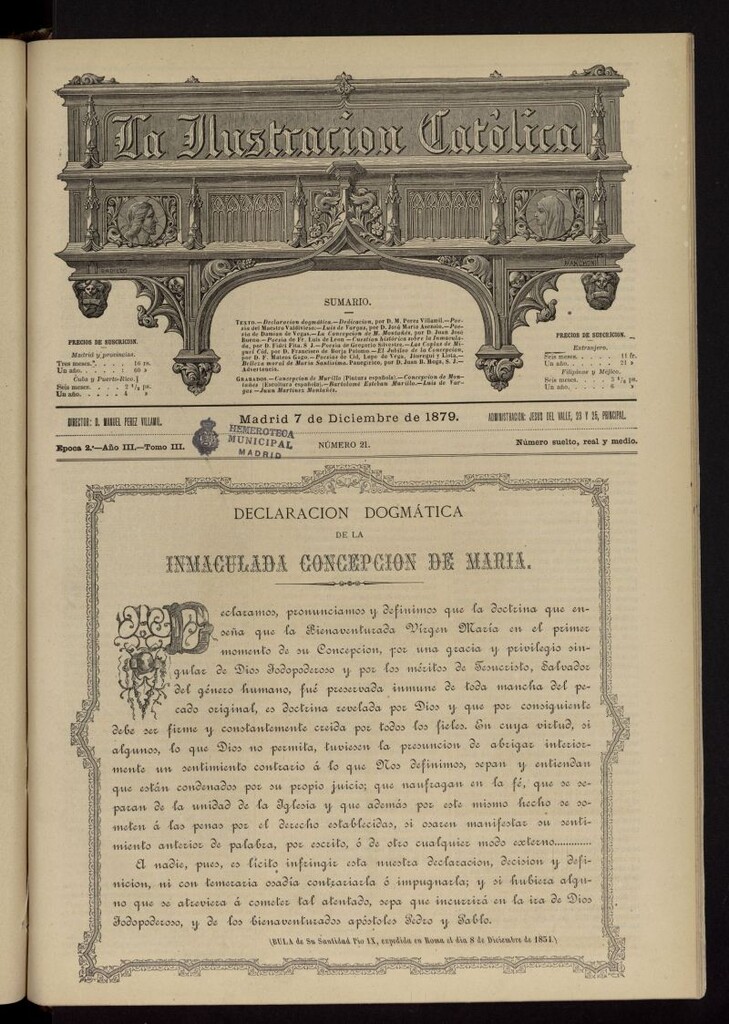 Miniatura de La Ilustración Católica del 7 de diciembre de 1879