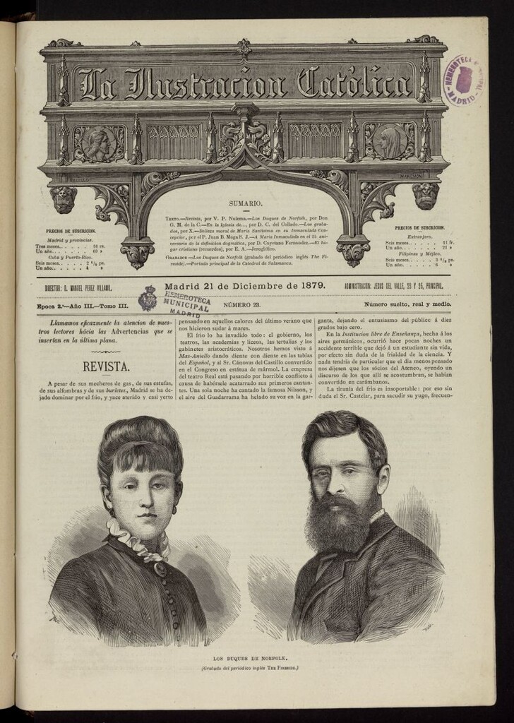 Miniatura de La Ilustración Católica del 21 de diciembre de 1879