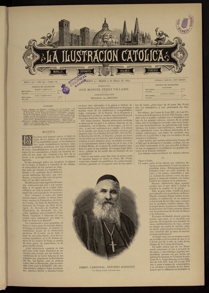 Miniatura de La Ilustración Católica del 5 de marzo de 1884