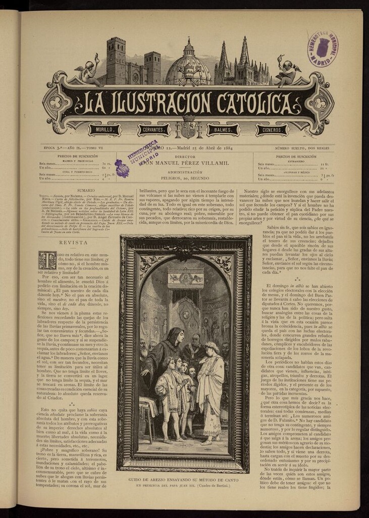 Miniatura de La Ilustración Católica del 25 de abril de 1884